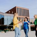 Students on Aalto University campus. Photo by Petri Anttila.